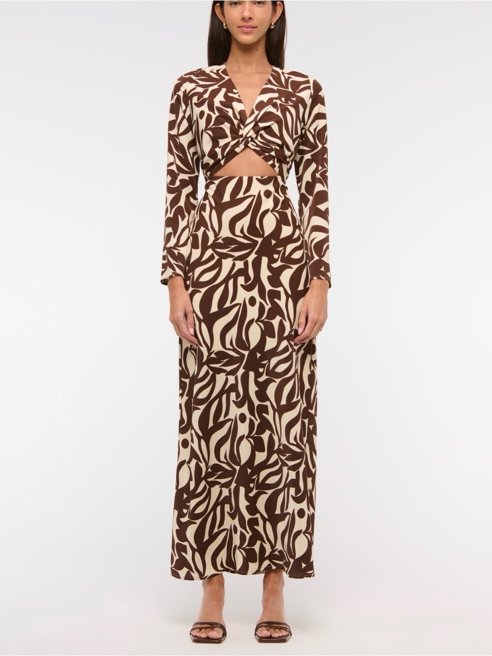 A&F Long-Sleeve Twist-Front Maxi Dress